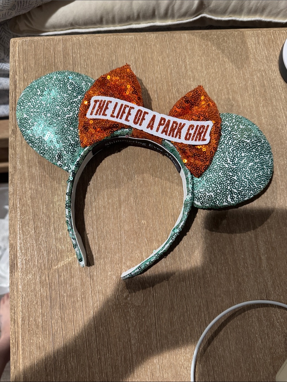 Sequin Park Ears Headband with Orange Bow - "The Life of a Park Girl"